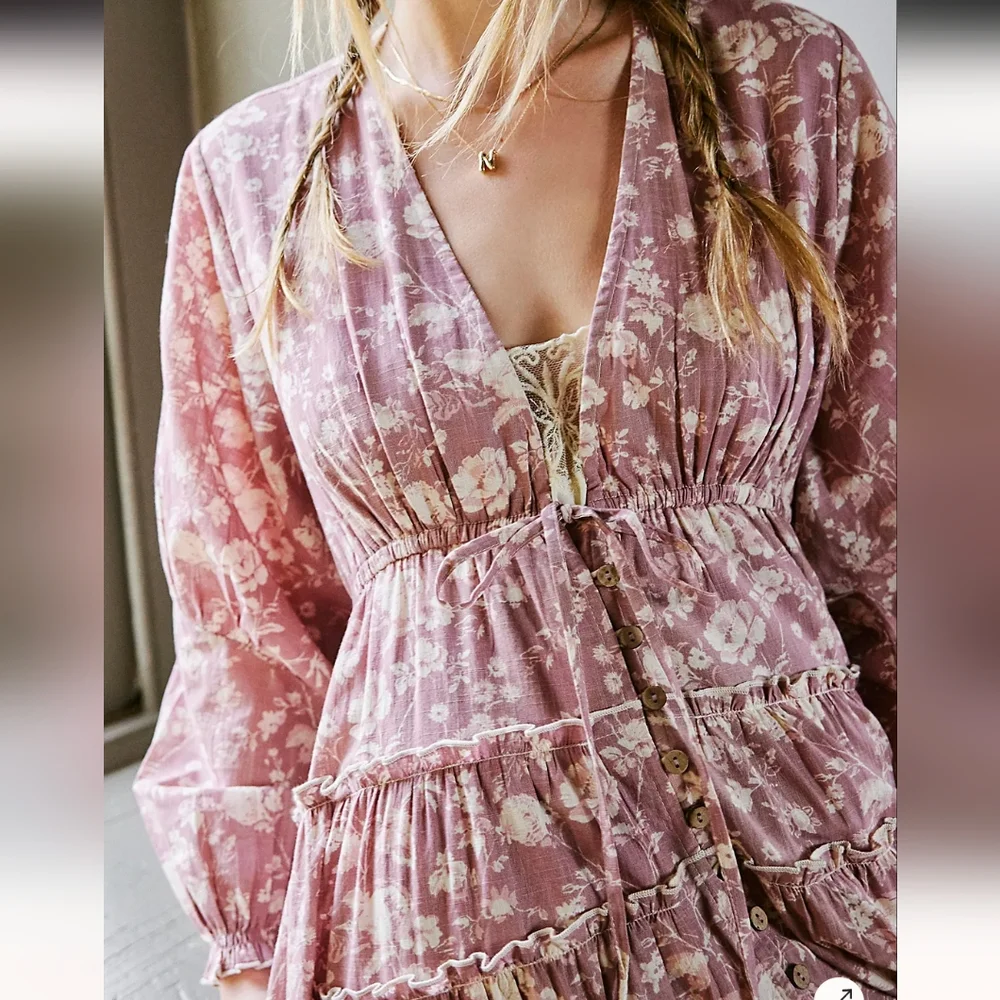 Free People Pappiet Midi Dress in Blue sz SML 💲ON SALE💲 - Picture 7 of 16